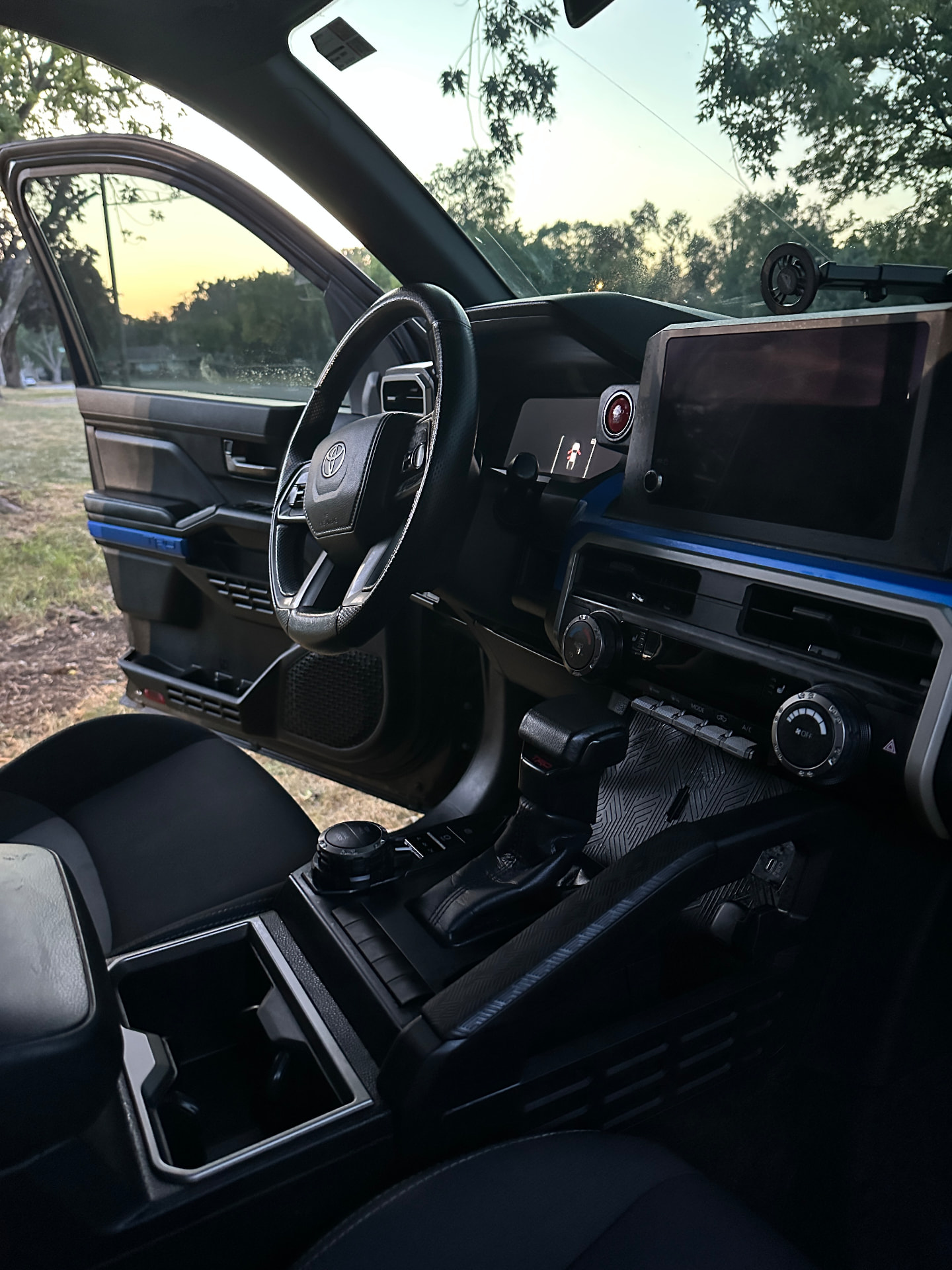 Cleaned Toyota 4Runner interior with open driver door