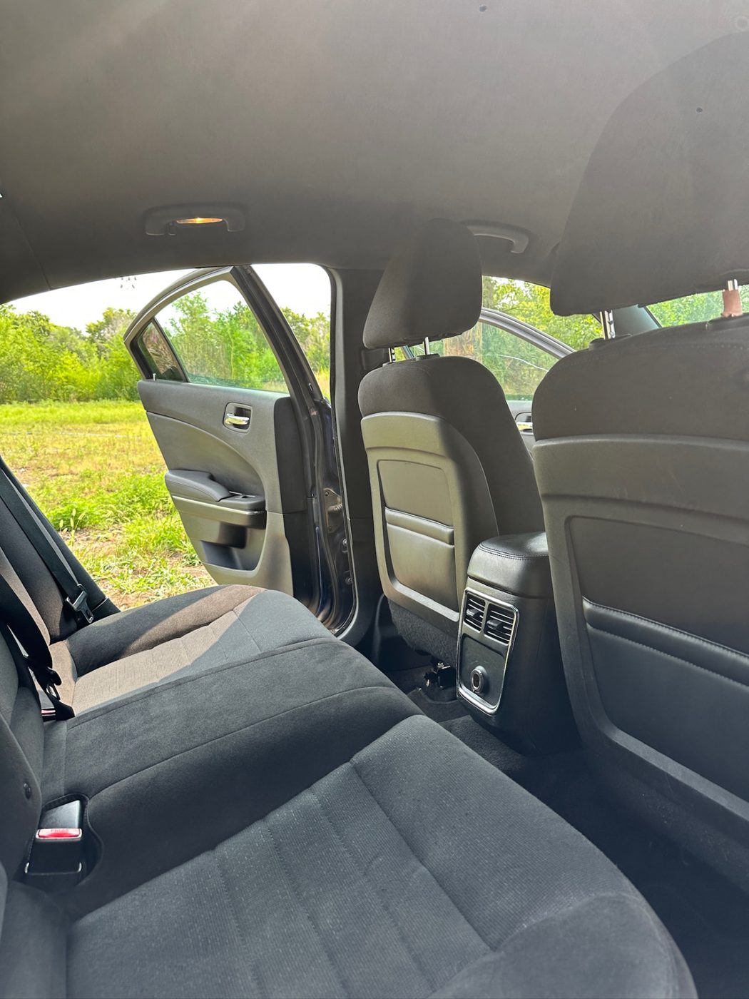Cleaned rear cloth seats of a sedan