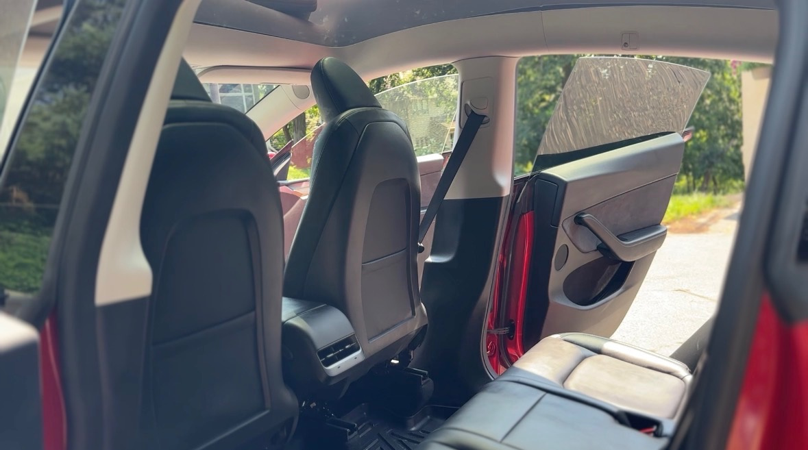 Clean rear seats of a Tesla Model Y