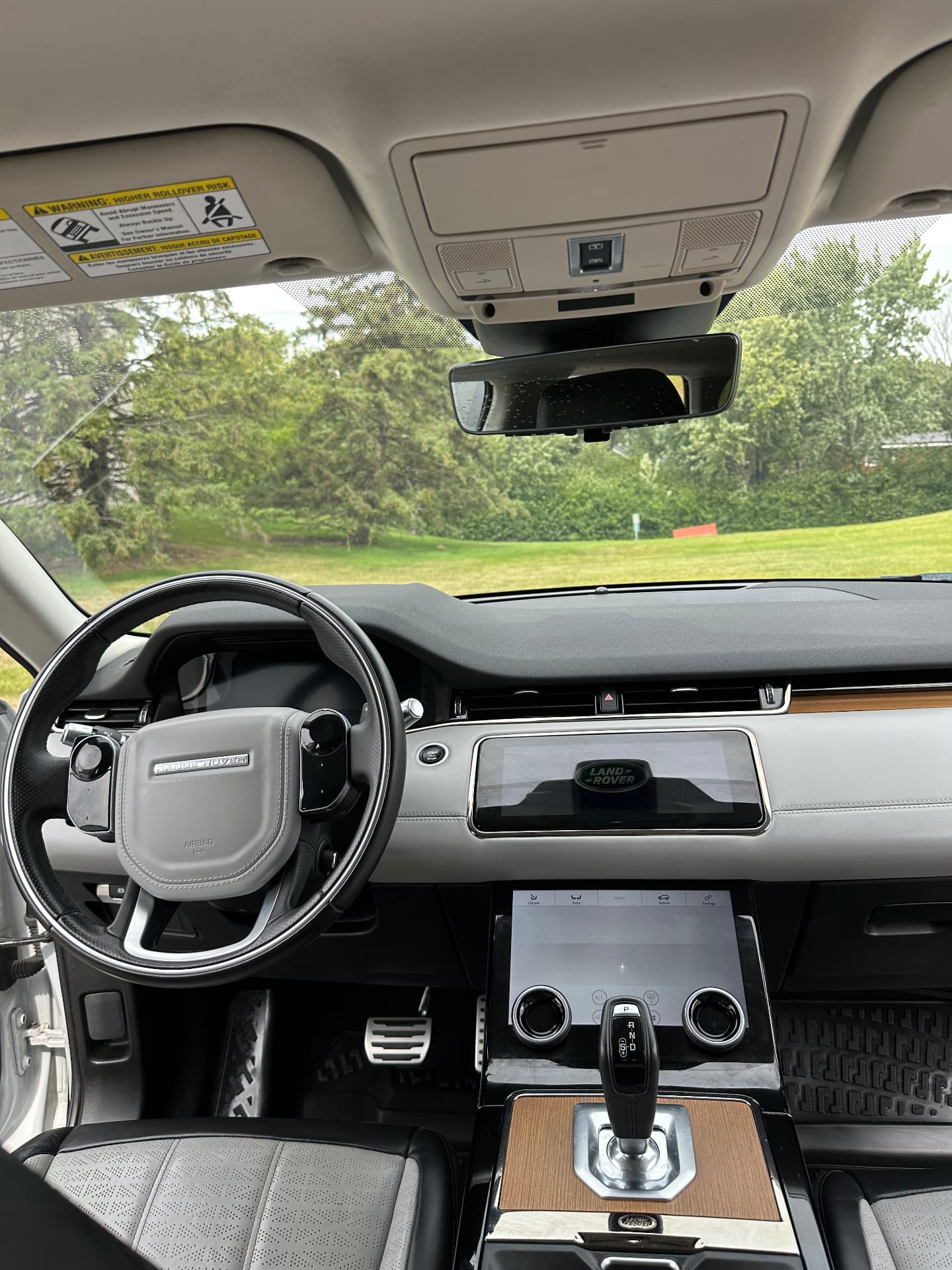 Detailed Range Rover interior dashboard and front seats